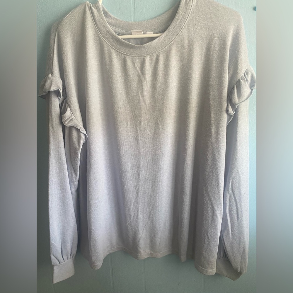 GAP Light Gray Ruffle Sleeve Long-Sleeve Sweatshirt